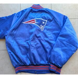 New England Patriots 90s LEGENDS satin bomber jacket L blue red NFL vintage